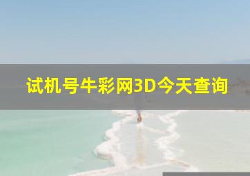 试机号牛彩网3D今天查询