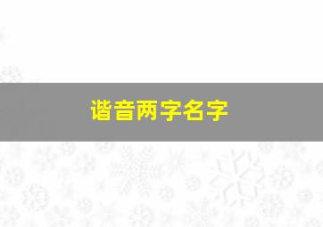 谐音两字名字