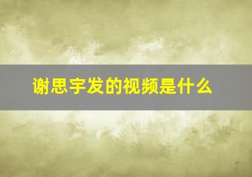 谢思宇发的视频是什么