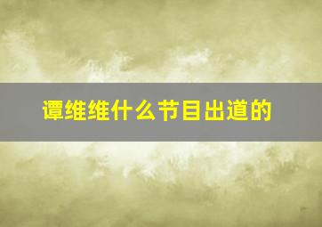 谭维维什么节目出道的