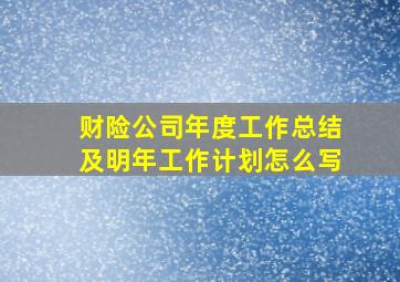 财险公司年度工作总结及明年工作计划怎么写