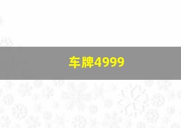 车牌4999