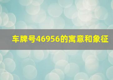 车牌号46956的寓意和象征