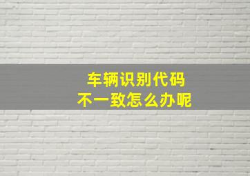 车辆识别代码不一致怎么办呢