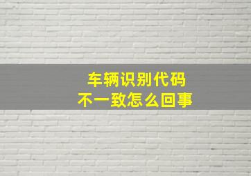 车辆识别代码不一致怎么回事