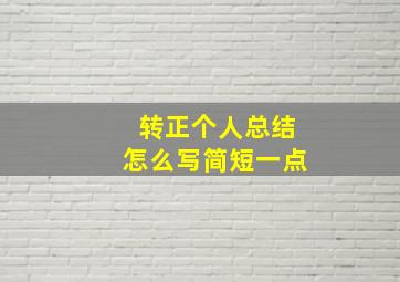 转正个人总结怎么写简短一点