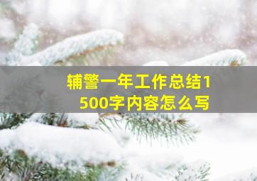 辅警一年工作总结1500字内容怎么写