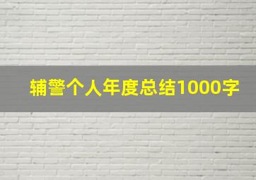 辅警个人年度总结1000字