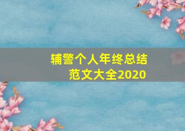 辅警个人年终总结范文大全2020