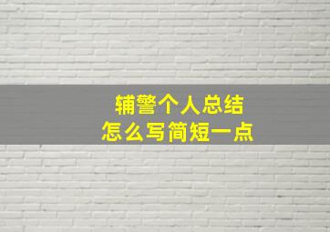 辅警个人总结怎么写简短一点