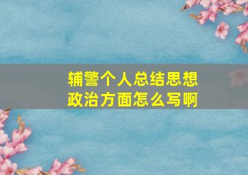 辅警个人总结思想政治方面怎么写啊