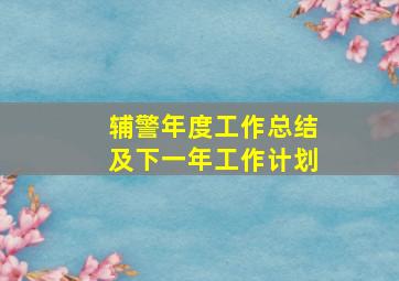 辅警年度工作总结及下一年工作计划