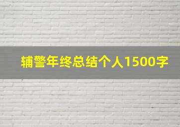 辅警年终总结个人1500字