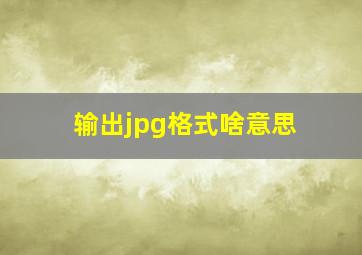 输出jpg格式啥意思