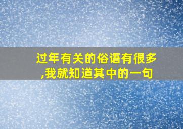 过年有关的俗语有很多,我就知道其中的一句