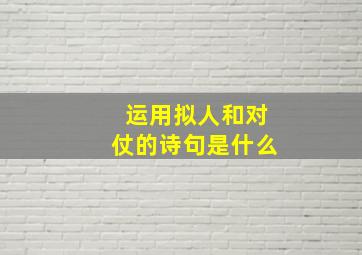 运用拟人和对仗的诗句是什么