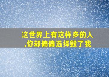 这世界上有这样多的人,你却偏偏选择毁了我