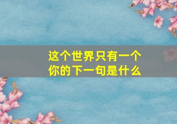 这个世界只有一个你的下一句是什么