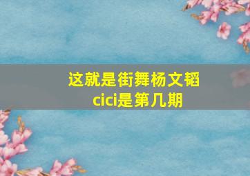 这就是街舞杨文韬cici是第几期