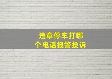 违章停车打哪个电话报警投诉