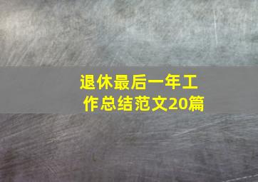 退休最后一年工作总结范文20篇