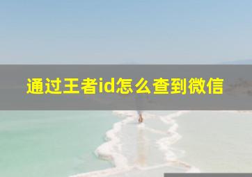 通过王者id怎么查到微信