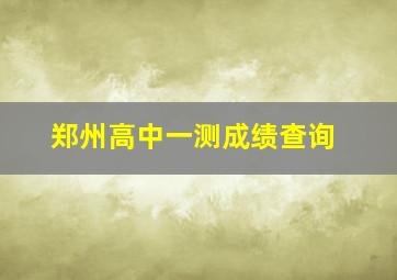 郑州高中一测成绩查询