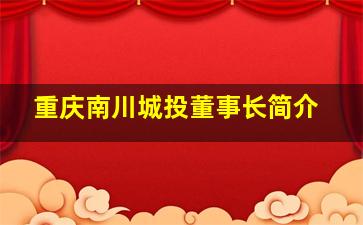 重庆南川城投董事长简介