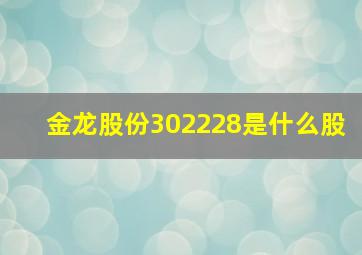 金龙股份302228是什么股