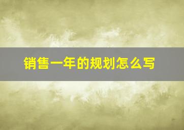 销售一年的规划怎么写