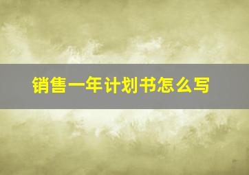 销售一年计划书怎么写