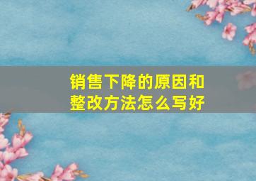 销售下降的原因和整改方法怎么写好