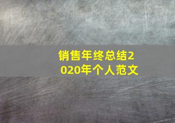 销售年终总结2020年个人范文