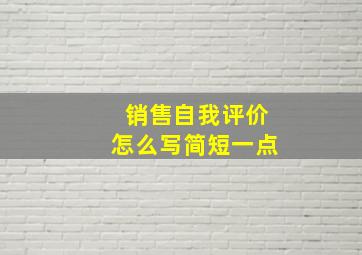 销售自我评价怎么写简短一点