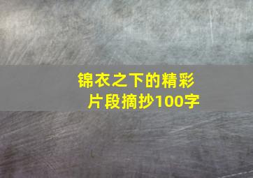 锦衣之下的精彩片段摘抄100字