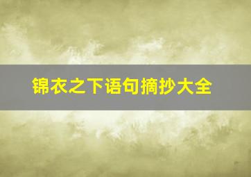 锦衣之下语句摘抄大全