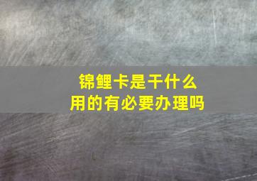 锦鲤卡是干什么用的有必要办理吗