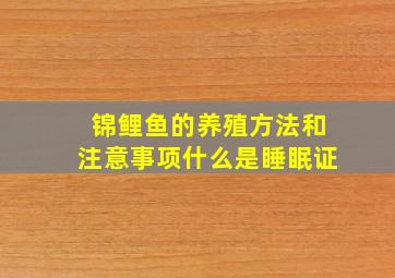 锦鲤鱼的养殖方法和注意事项什么是睡眠证