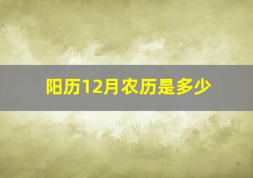 阳历12月农历是多少