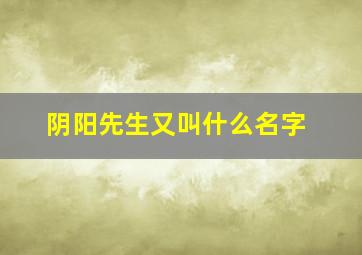 阴阳先生又叫什么名字