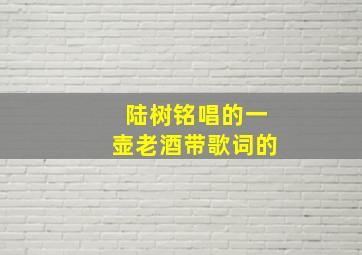 陆树铭唱的一壶老酒带歌词的