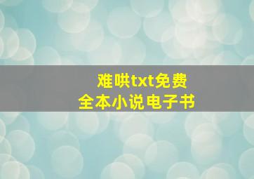 难哄txt免费全本小说电子书