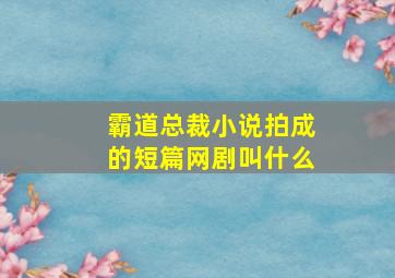 霸道总裁小说拍成的短篇网剧叫什么