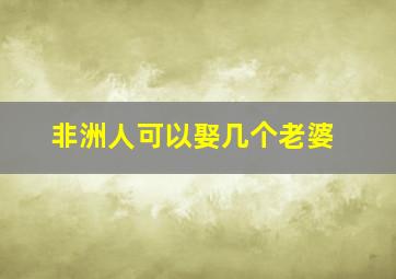 非洲人可以娶几个老婆