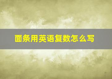 面条用英语复数怎么写