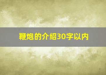 鞭炮的介绍30字以内