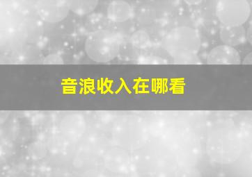 音浪收入在哪看