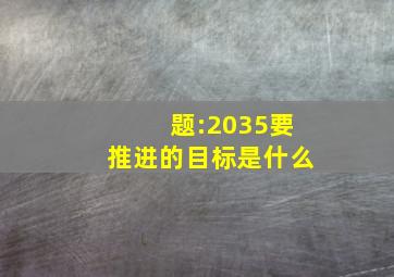 题:2035要推进的目标是什么