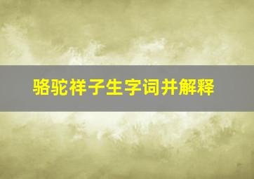 骆驼祥子生字词并解释