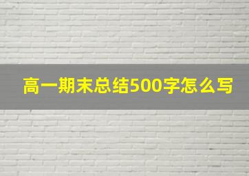 高一期末总结500字怎么写